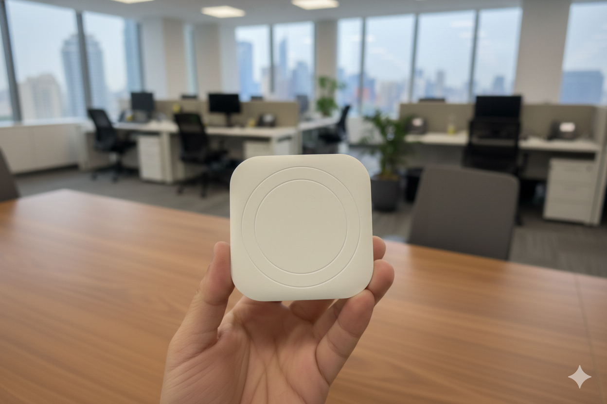 ezCare AI 毫米波雷達設備外型 小巧壁掛式設計