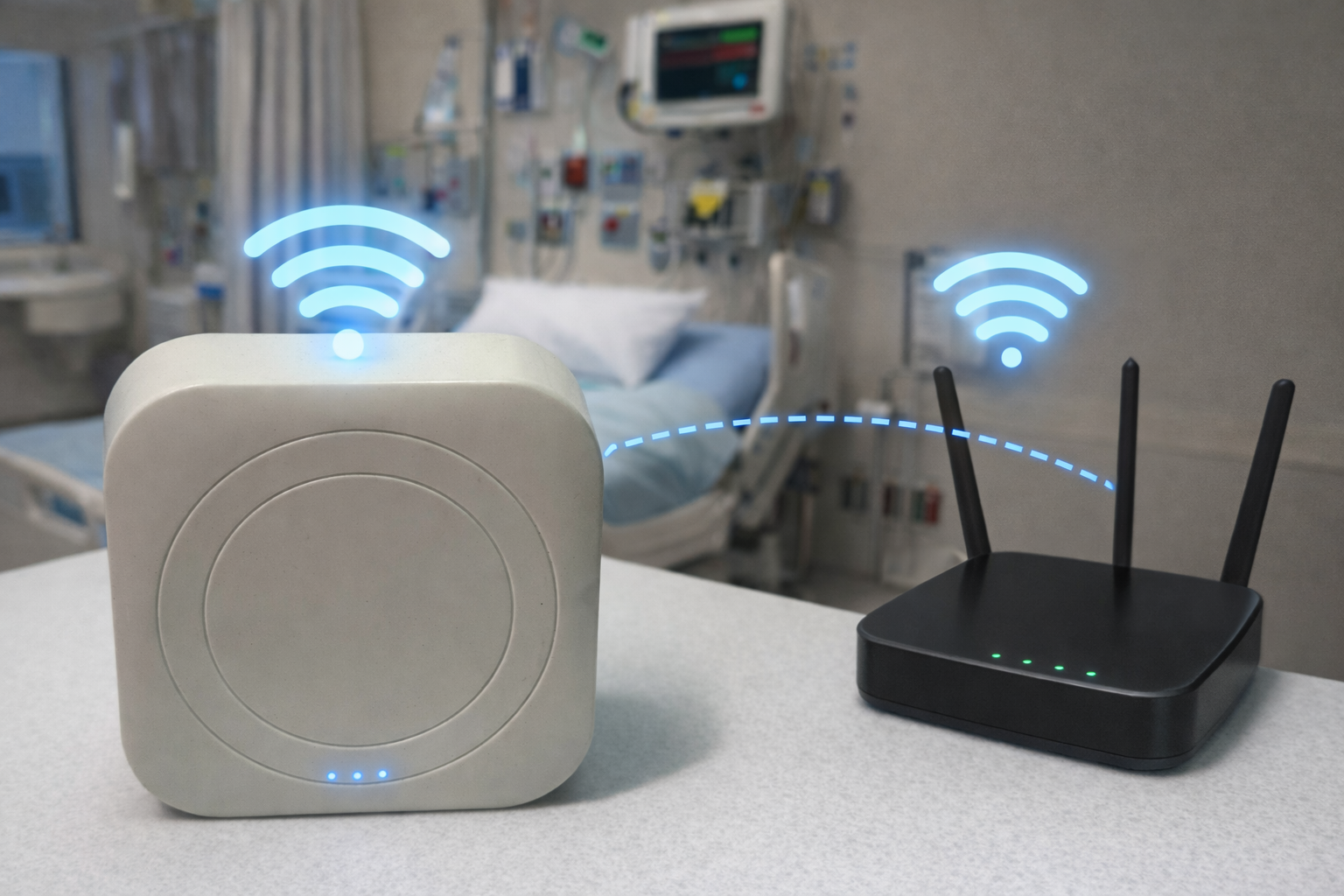 ezCare AI 智慧看護系統 Wi-Fi 雲端連接示意圖